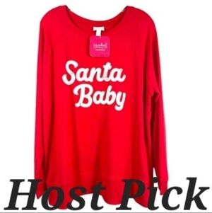 NWT Ingrid & Isabel Maternity Red Santa Baby Long Sleeve Tunic Women's Medium M